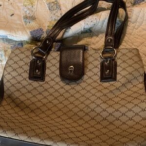 Etienne Aigner BrownMonogram Satchel Handbag